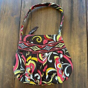 Vera Bradley Brown and Pink Pop Floral Quilted Cotton Small Handbag